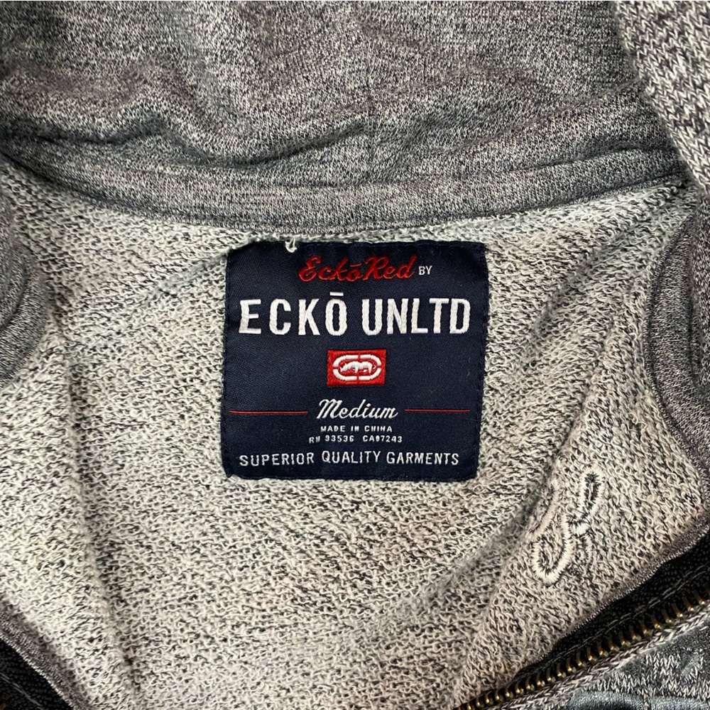 Ecko Unltd Zip‎ Up Hoodie Grey Y2K Women’s M - Picture 3 of 8